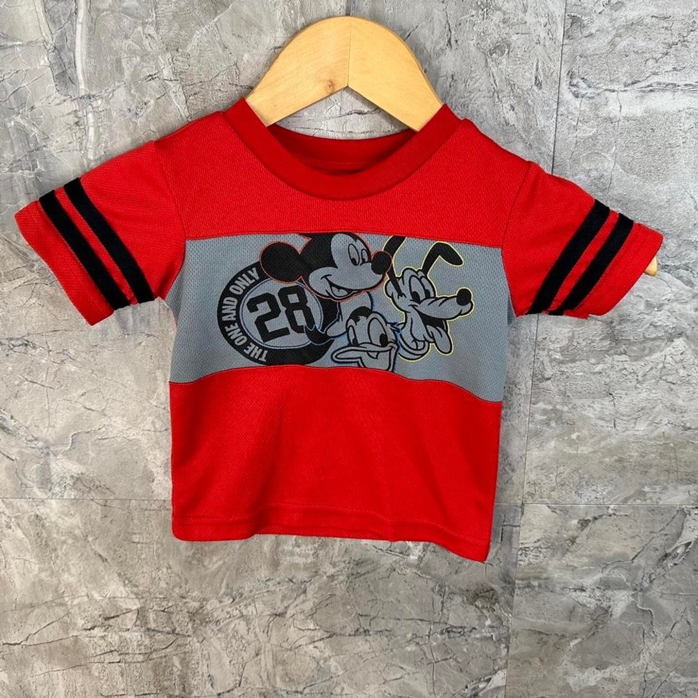 Vintage‎ Disney Mickey Mouse and Pluto red and grey graphic tee 18 Month